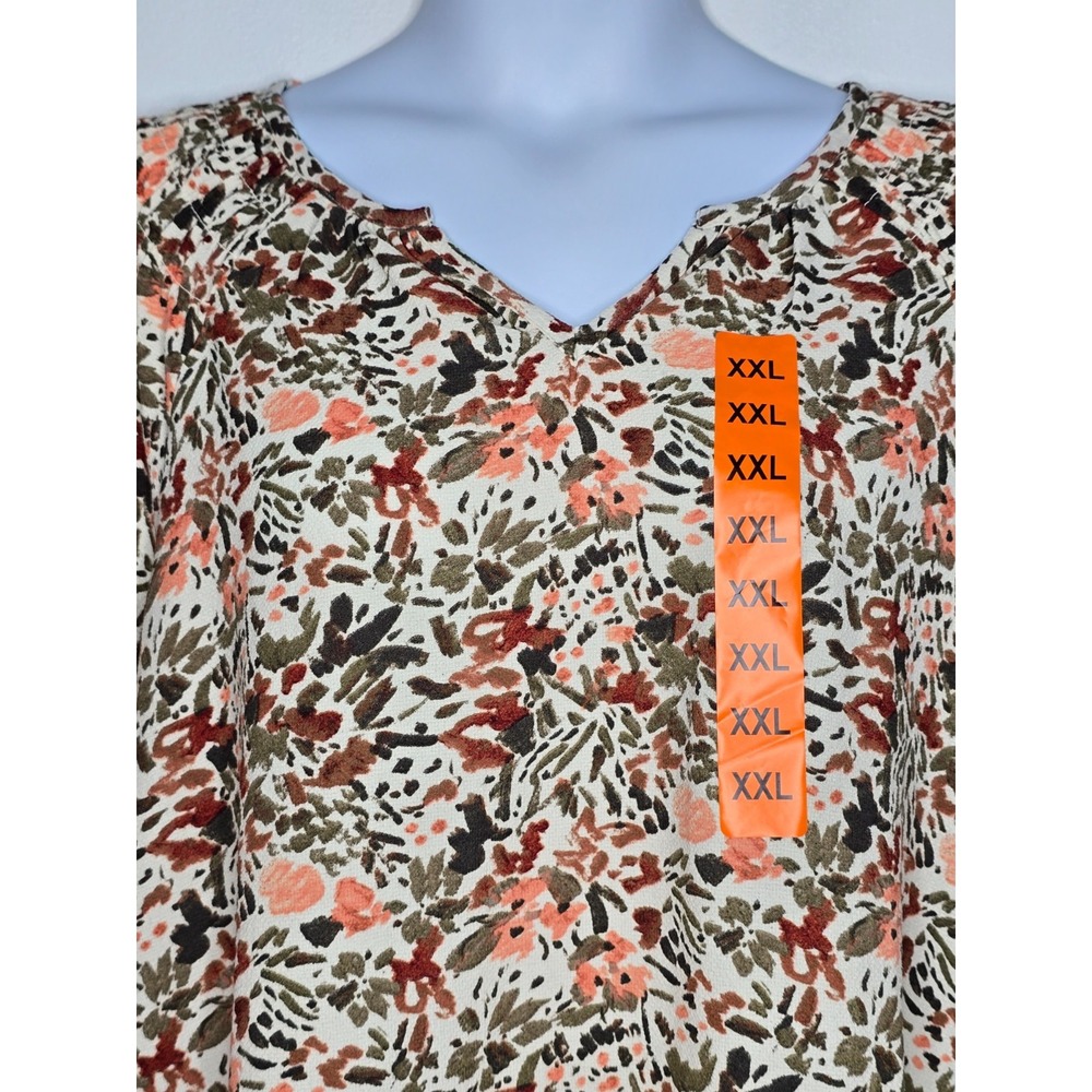 Jessica Simpson NWT Peasant-style Blouse Top Floral Women's 2XL Long Sleeve NEW